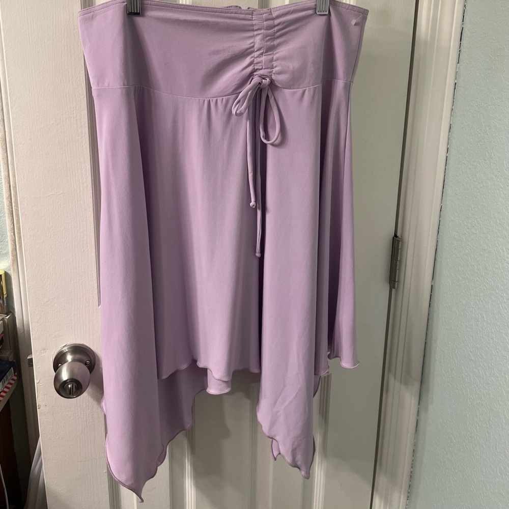 NW0T Y2K Vintage Star City Lavender Asymmetrical Shark Bite Midi Knit Skirt
